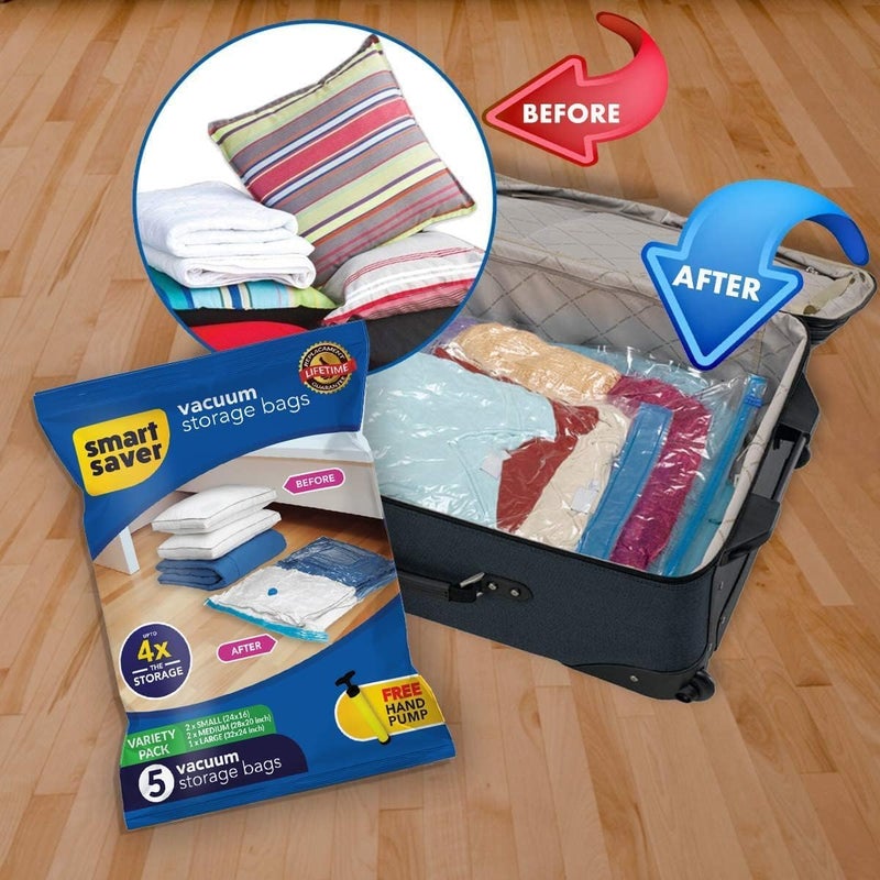 ORBITORA Vacuum BagsClothes Storage BagVacuum Bags For ClothesCloth Storage BagVacuum Bags For Clothes With PumpPacking Bags For ClothesVacuum Storage BagsCloth BagsAcrylic25 Cm25 CmWhite - Image 3