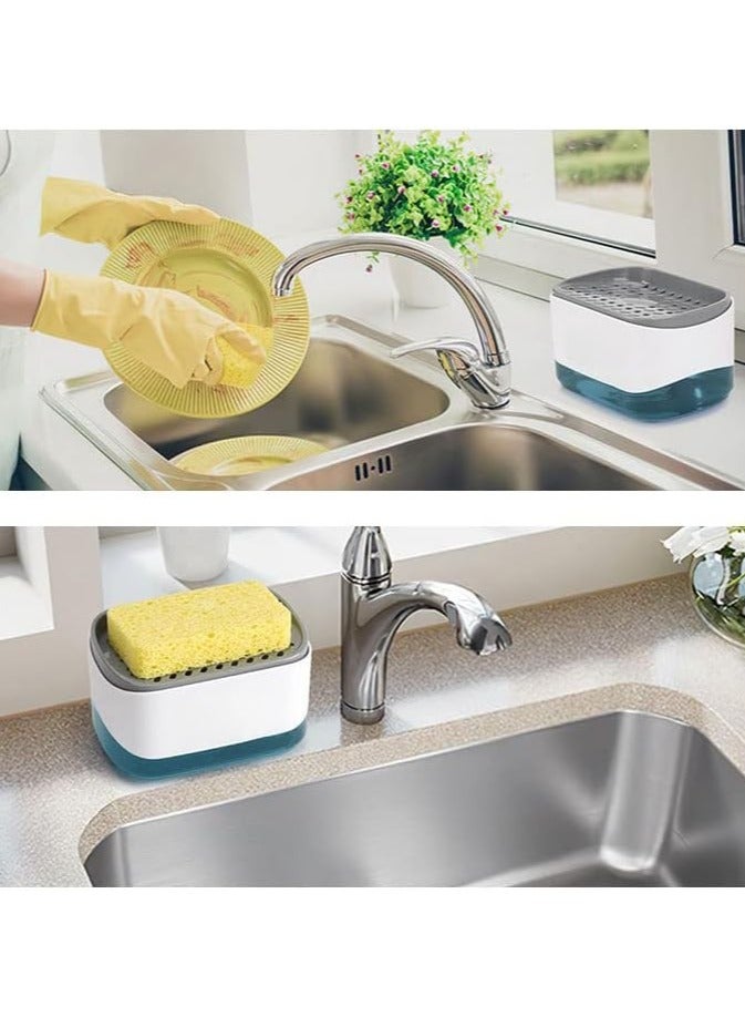 2-in-1 Kitchen Soap Dispenser with Sponge Holder – Refillable Dish Soap Pump with Sponge Included – Space-Saving Sink Organizer for Effortless Dishwashing - Image 3