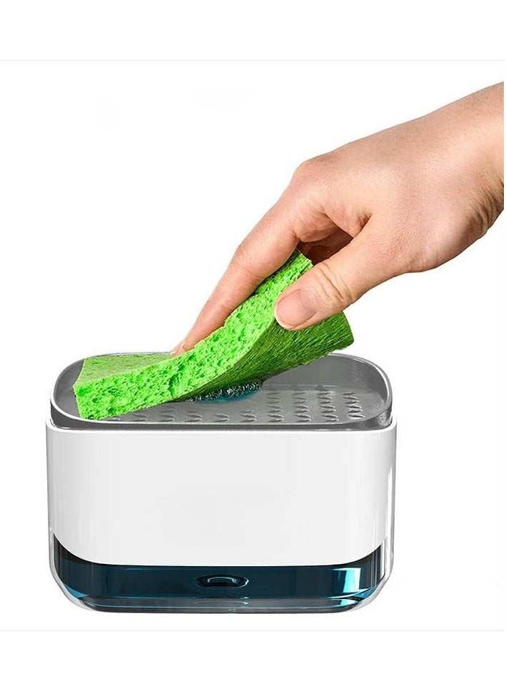 2-in-1 Kitchen Soap Dispenser with Sponge Holder – Refillable Dish Soap Pump with Sponge Included – Space-Saving Sink Organizer for Effortless Dishwashing - Image 1
