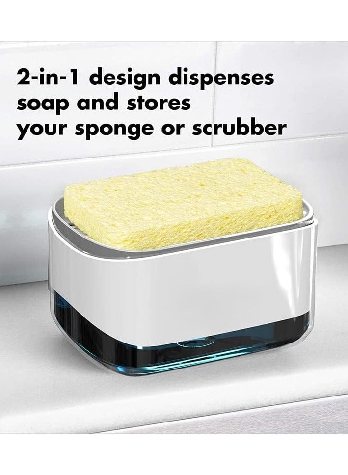 2-in-1 Kitchen Soap Dispenser with Sponge Holder – Refillable Dish Soap Pump with Sponge Included – Space-Saving Sink Organizer for Effortless Dishwashing - Image 4