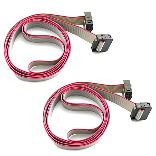 BOGZON 2PCS Flat Ribbon Cable 2.54mm Pitch 2 Row 10 Pin Female to Female Wires IDC Ribbon Connector 1m/ 3.3Ft - Image 1