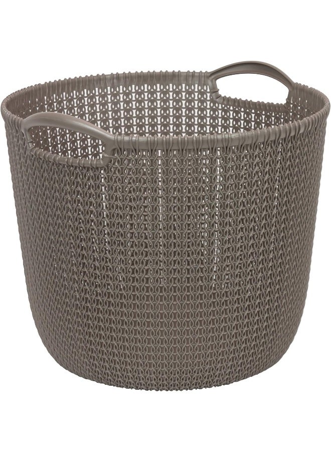 Curver Knit Large Round Basket with 2 Handles, 30L, Dark Gray - Image 1