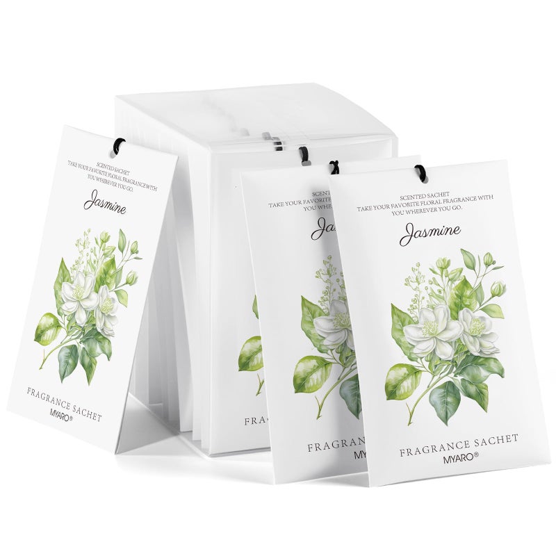 MYARO 12 Packs Jasmine Scented Sachets for Drawer and Closet, Long-Lasting Air Freshener Sachets Bags Drawer deodorizers Fresh Scents, Home Fragrance for Lover - Image 1