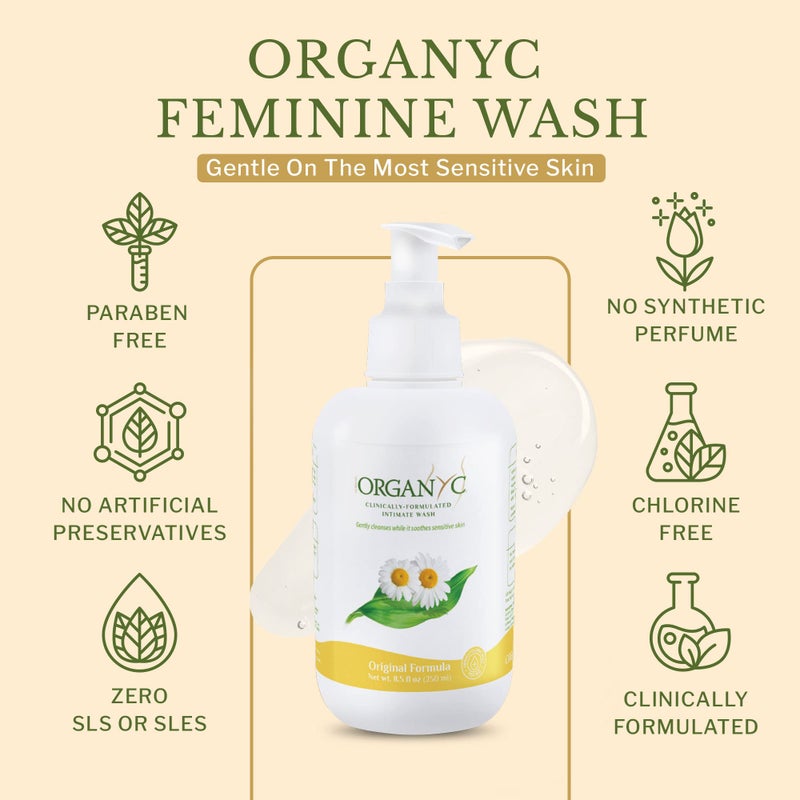 Organyc Feminine Intimate Wash for Sensitive Skin with Chamomile, Free from Chlorine, Parabens, SLS/SLES, and Synthetic Perfumes 8.5 Fluid Ounce - Image 2