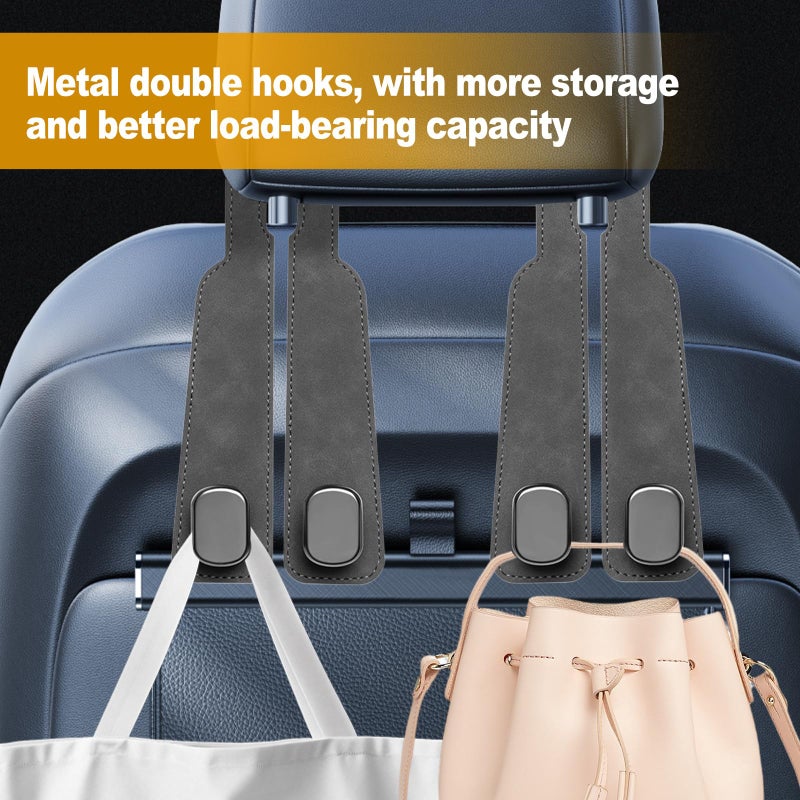 JinnEterri Car Purse Hook Purse Hook for Car Seats Headrest Car Seat Hooks,Heavy Duty Vehicle Organizer for Handbags, Groceries, Purses, Keep Car Tidy (Gray, 2 Pack) - Image 4