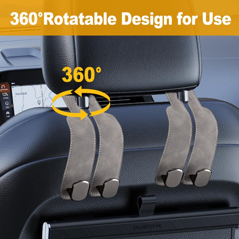 JinnEterri Car Purse Hook Purse Hook for Car Seats Headrest Car Seat Hooks,Heavy Duty Vehicle Organizer for Handbags, Groceries, Purses, Keep Car Tidy (Gray, 2 Pack) - Image 3