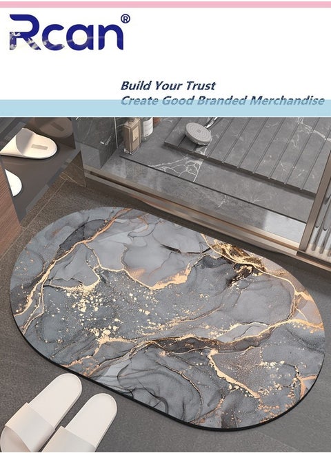 Absorbent Mats Non-Slip Bathroom Floor Mats Marble Pattern Kitchen Floor Mats Quick-Drying Easy to Clean Floor Mats for Bathroom Laundry Room Living Room Bedroom 80*50cm