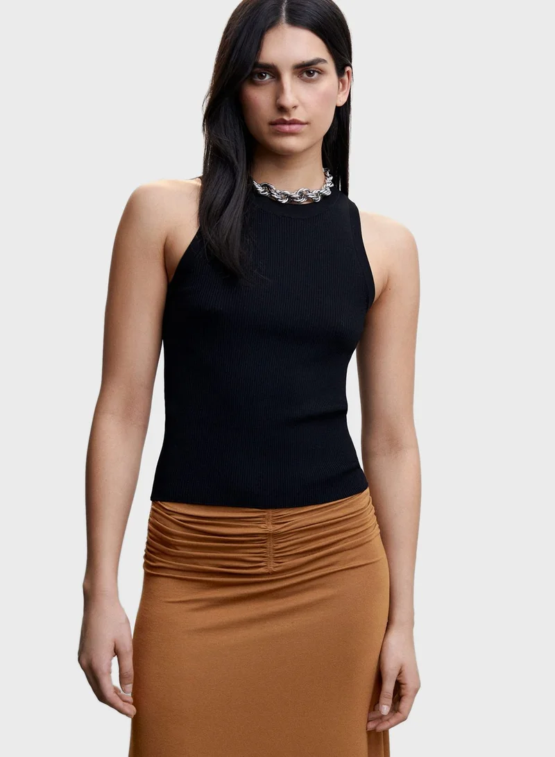 MANGO Ruched Waist Skirt