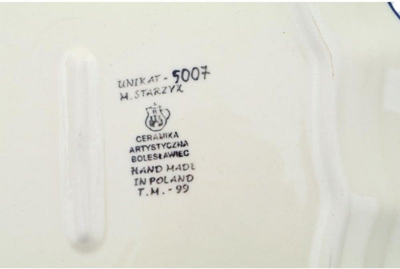 Polmedia Polish Pottery Authentic Polish Pottery 8 Point Plate Signature UNIKAT in Pink Forget Me Not Design Handmade in Bolesawiec Poland by Ceramika Artystyczna  Certificate of Authenticity - Image 4