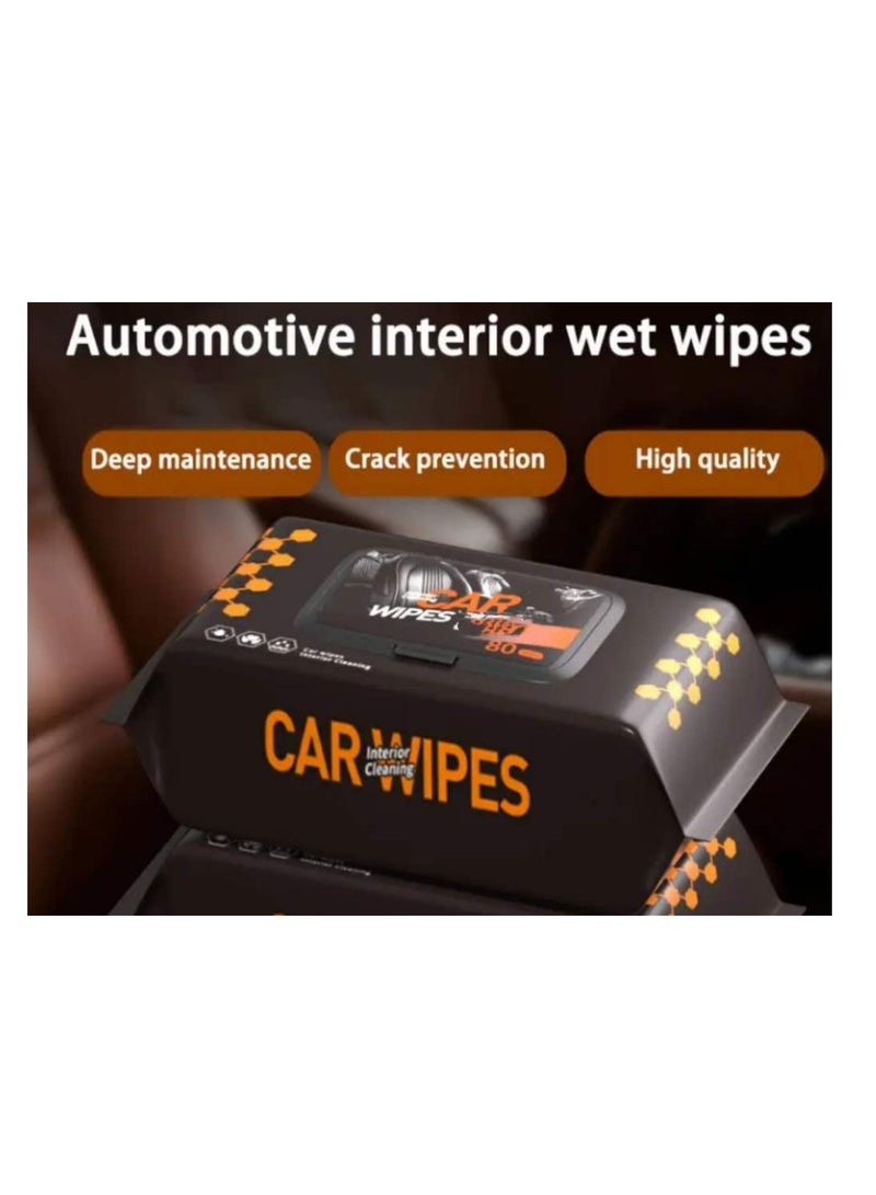 Generic 2 Packs Car Cleaning Wet Wipes and Leather Wipes, Use on Car Interior, Truck Interior and Motorcycle Interior Suitable For Other Leather Material 80 counts - Image 1