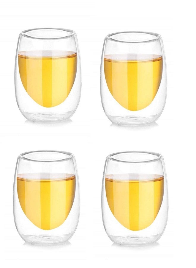 باسكيتي أكواب قهوة زجاجية من باسكتي - كوب معزول بجدار مزدوج سعة 80 مل، مثالي للاتيه، والأمريكانو، والكابتشينو، وأكياس الشاي، والنبيذ، والمشروبات. (عبوة من 4 أكواب) - Image 1