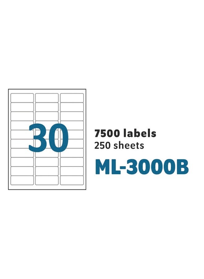 MACO Printable Labels for Mailing - Laser/Ink Jet Compatible Shipping Address Labels, 30 per Sheet, 1" x 2-5/8", Box of 250 Pages/7500 Labels, White - Image 2