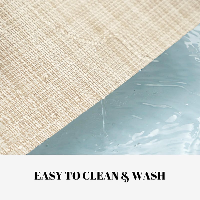 SUMYMERY Placemats Set of 4 Vinyl/Plastic Woven Place Mats for Kitchen Table Indoor/Outdoor Washable Placemat Wipeable Dining Table Mats (Khaki Blue,4) - Image 3