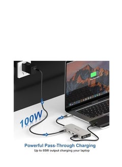 ماركة غير محددة موزع USB C، محطة إرساء USB C 12 في 1 مع شاشتين ثلاثيتين مع 2 HDMI وVGA و100W PD وEthernet و5 USB وقارئ بطاقات SD/TF والصوت لأجهزة Mac/Dell/Acer/HP/ASUS/Steam Deck/Rog Ally/Lenovo Laptop  - Image 3