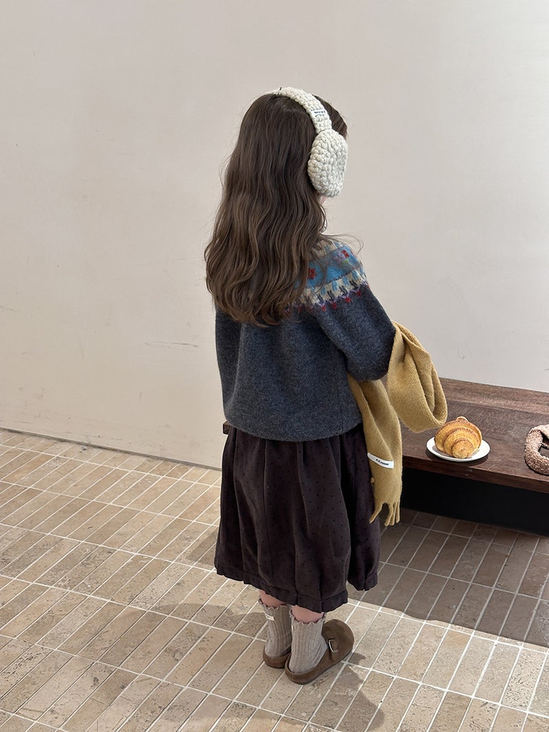 Aimo Beibei''s New Spring and Autumn Collection: Girls'' Vintage Romantic Fair Isle Sweater, Atmospheric Knit Cardigan Jacket - Image 4