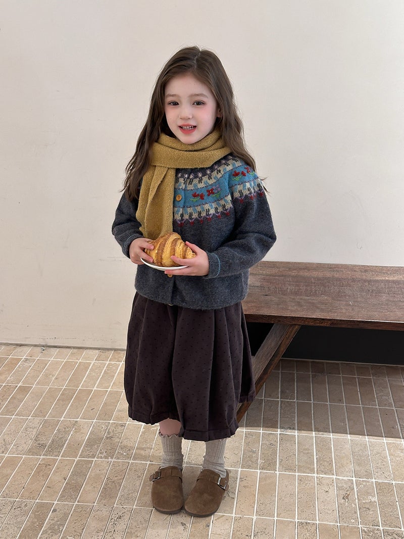 Aimo Beibei''s New Spring and Autumn Collection: Girls'' Vintage Romantic Fair Isle Sweater, Atmospheric Knit Cardigan Jacket - Image 3