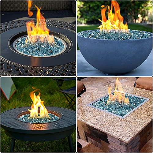 Mr. Fireglass Reflective Fire Glass for Fireplace Fire Pit and Landscaping, 10 Pounds 1/2 inch High Luster Aqua Blue Fire Rocks for Outdoor and Indoor Use - Image 4