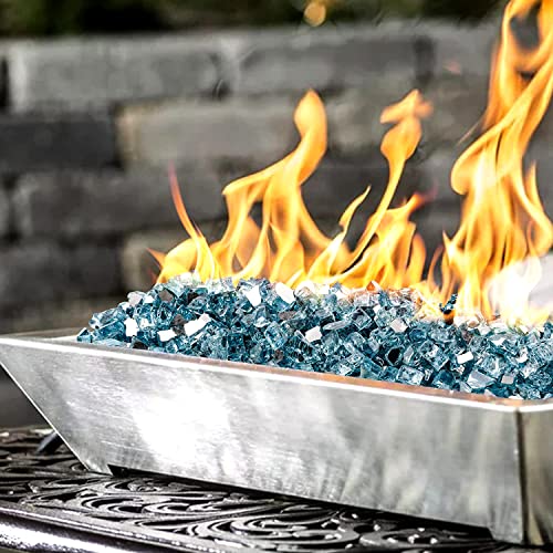 Mr. Fireglass Reflective Fire Glass for Fireplace Fire Pit and Landscaping, 10 Pounds 1/2 inch High Luster Aqua Blue Fire Rocks for Outdoor and Indoor Use - Image 3