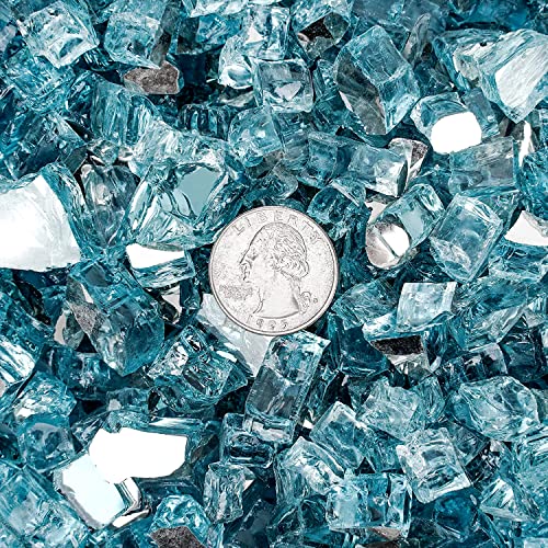 Mr. Fireglass Reflective Fire Glass for Fireplace Fire Pit and Landscaping, 10 Pounds 1/2 inch High Luster Aqua Blue Fire Rocks for Outdoor and Indoor Use - Image 2