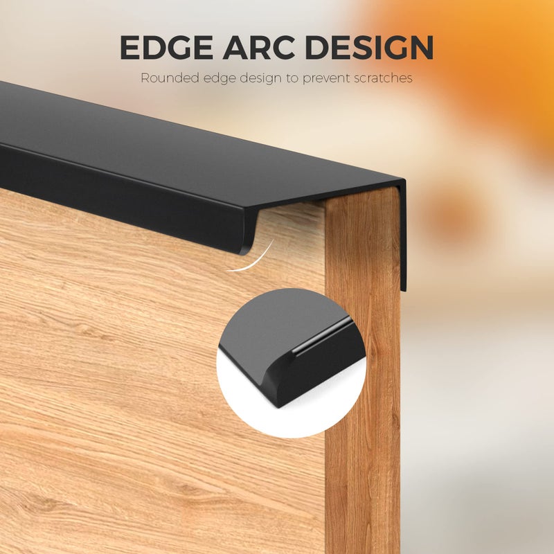 HomeExpert Home Expert 6 Pack Finger Pulls for Cabinets 76mm/3in Hole Center Black Cabinet Handles Edge Pulls for Cabinets Finger Cabinet Handles Concealed Tab Handles for Kitchen Drawer - Image 5
