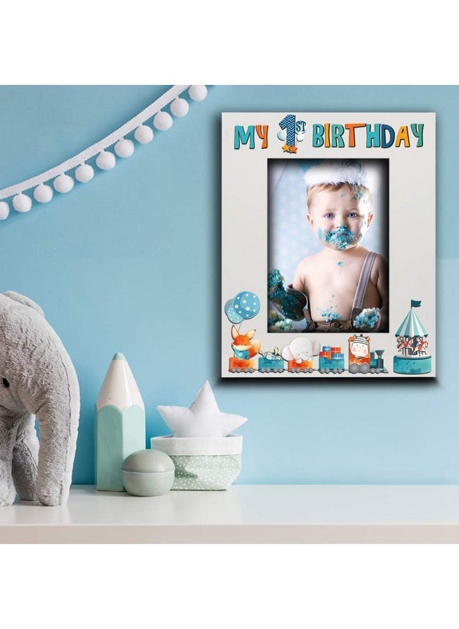 BELLA BUSTA BELLA BUSTA-My 1st Birthday-Baby Boy, Baby Girl First Birthday-UV Print Wood Picture Frame (Boy, 5x7 Vertical)  - Image 2