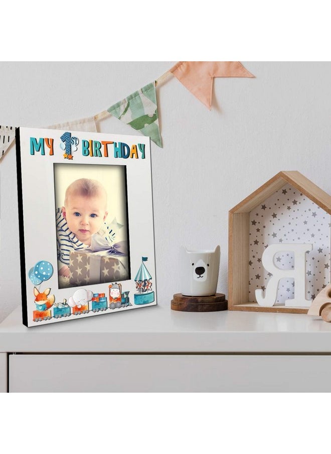 BELLA BUSTA BELLA BUSTA-My 1st Birthday-Baby Boy, Baby Girl First Birthday-UV Print Wood Picture Frame (Boy, 5x7 Vertical)  - Image 3