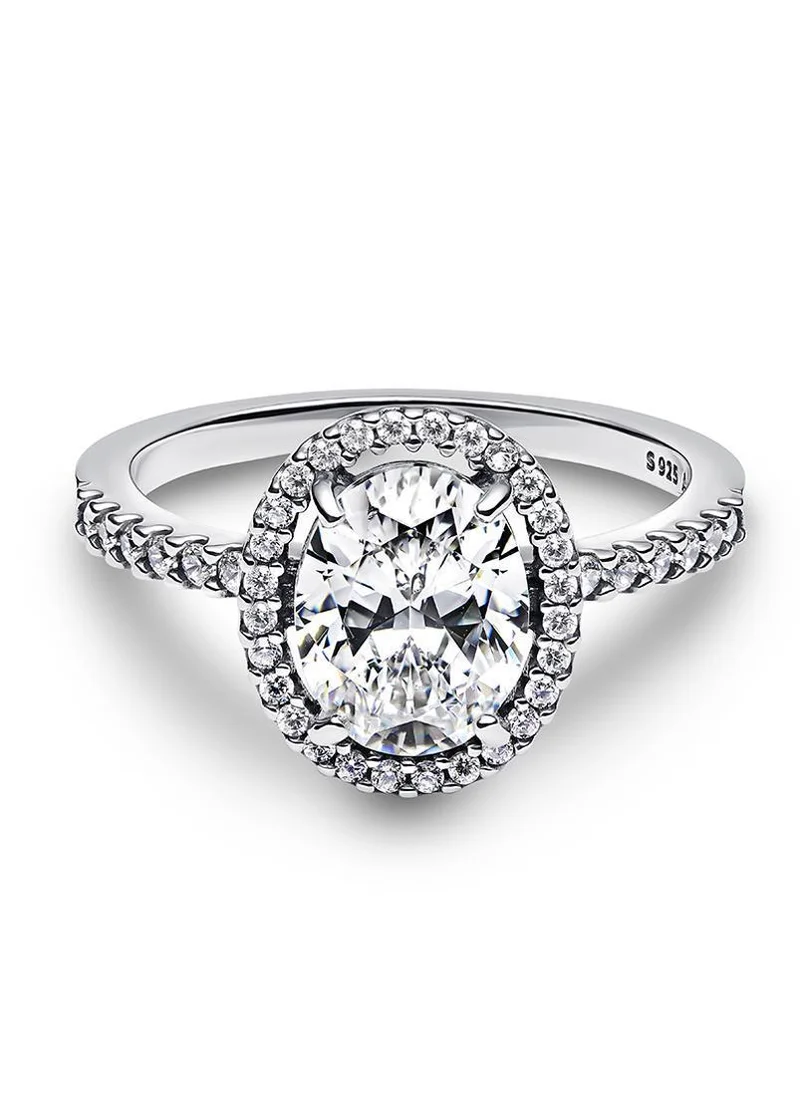 Oval Sparkling Halo Statement Ring