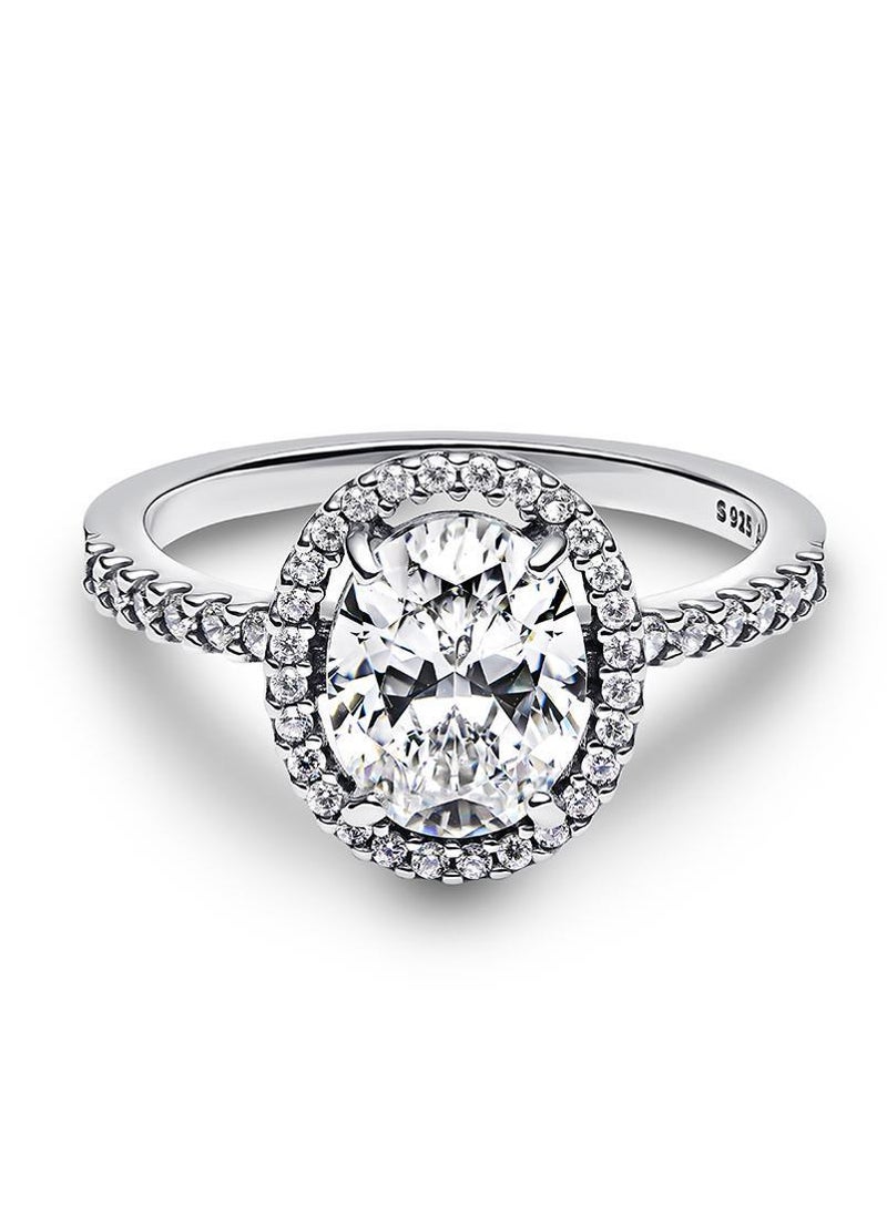 باندورا خاتم نسائي مرصع بالكريستال بتصميم هالو بيضاوي - Image 1