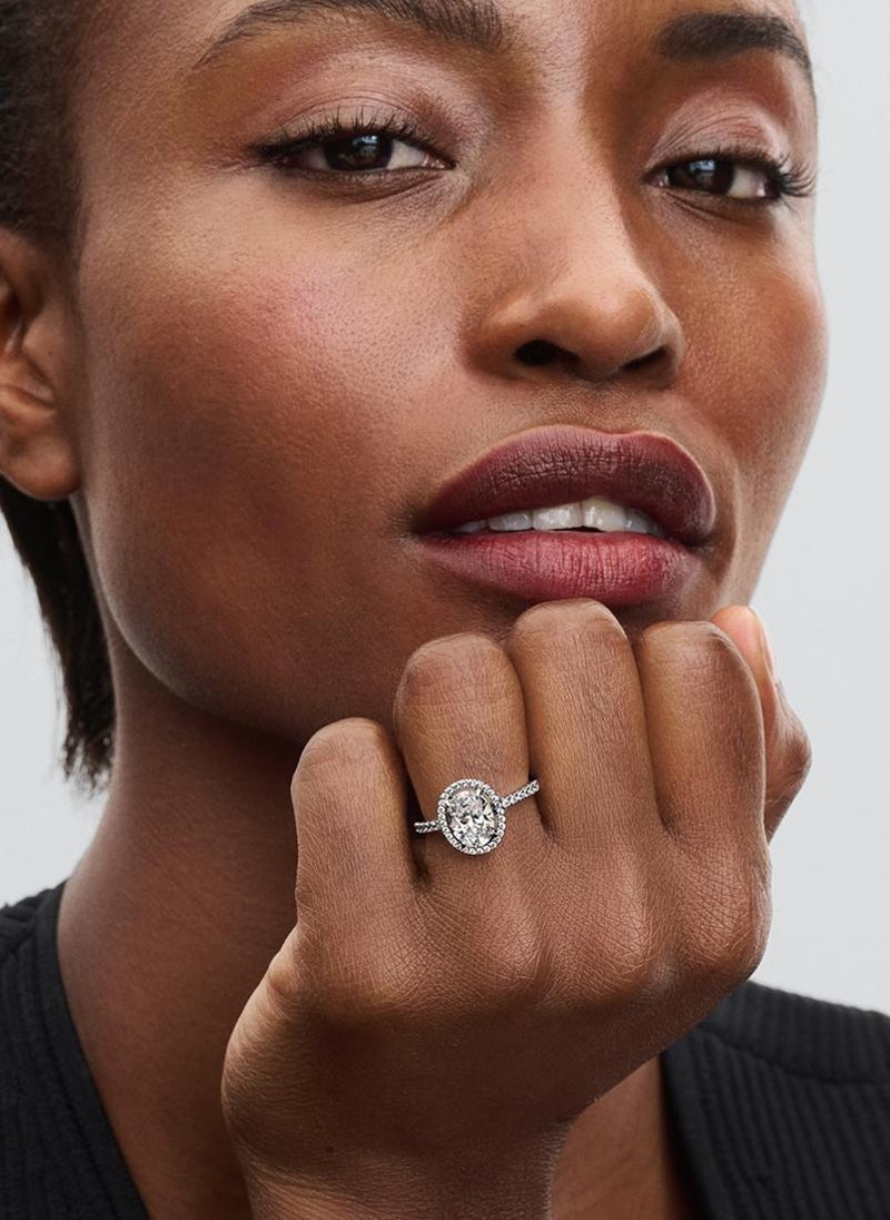 باندورا خاتم نسائي مرصع بالكريستال بتصميم هالو بيضاوي - Image 4