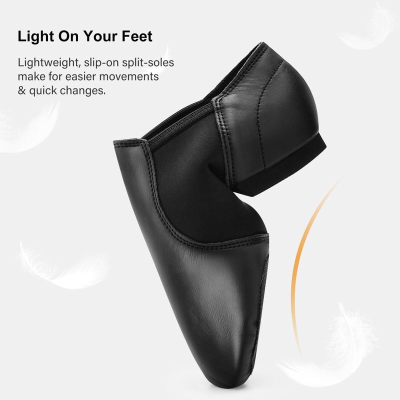 Stelle Jazz Shoes for Women Men Leather Upper Slip-on Dance Shoes Unisexï¼ˆBlack,8.5 - Image 5
