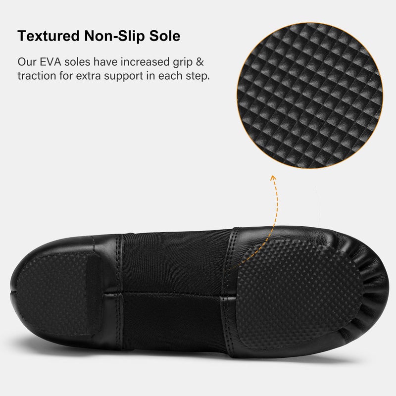 Stelle Jazz Shoes for Women Men Leather Upper Slip-on Dance Shoes Unisexï¼ˆBlack,8.5 - Image 4