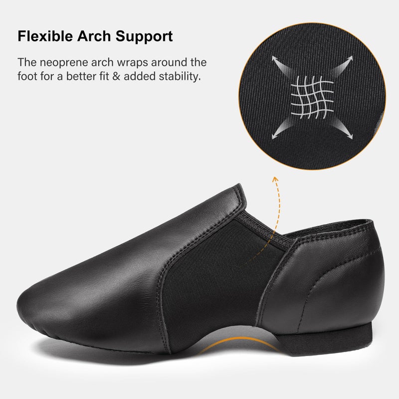Stelle Jazz Shoes for Women Men Leather Upper Slip-on Dance Shoes Unisexï¼ˆBlack,8.5 - Image 3