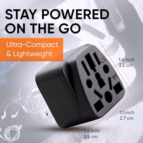 Unidapt US Travel Plug Adapter, EU,AU,UK,NZ,CN to USA (Type B), Grounded 3 Prong USA Wall Plug, EU to US Travel Adaptor Pin Converter, Power Outlet Charger (1-Pack) - Image 2