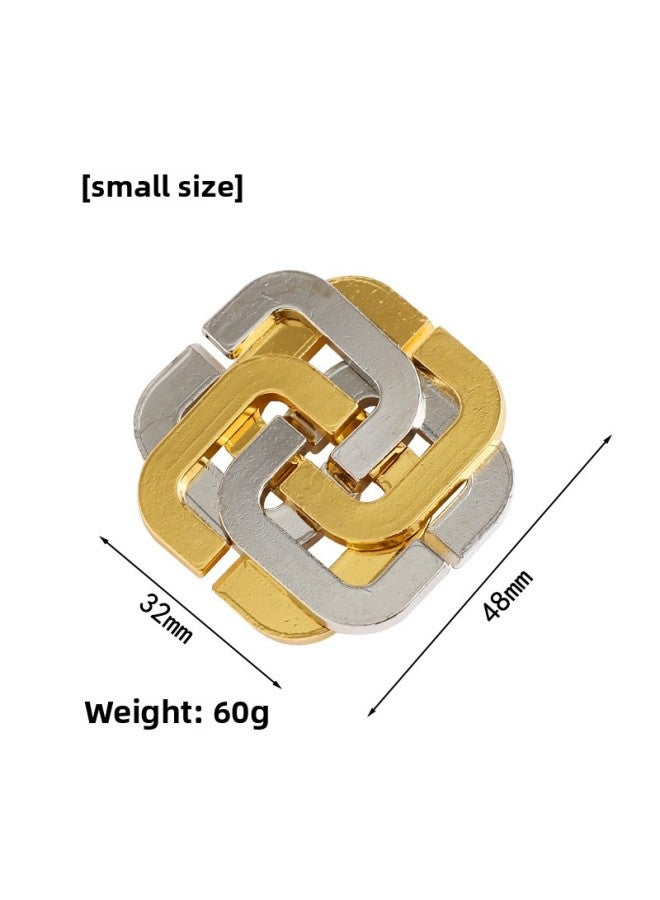 Loquat 【small Size】 Zinc Alloy Unlock Kongming Lock Luban Alloy Educational Toys Nine-chain Educational Unlock Buckle-Color:【small】four-leaf Clover - Image 1