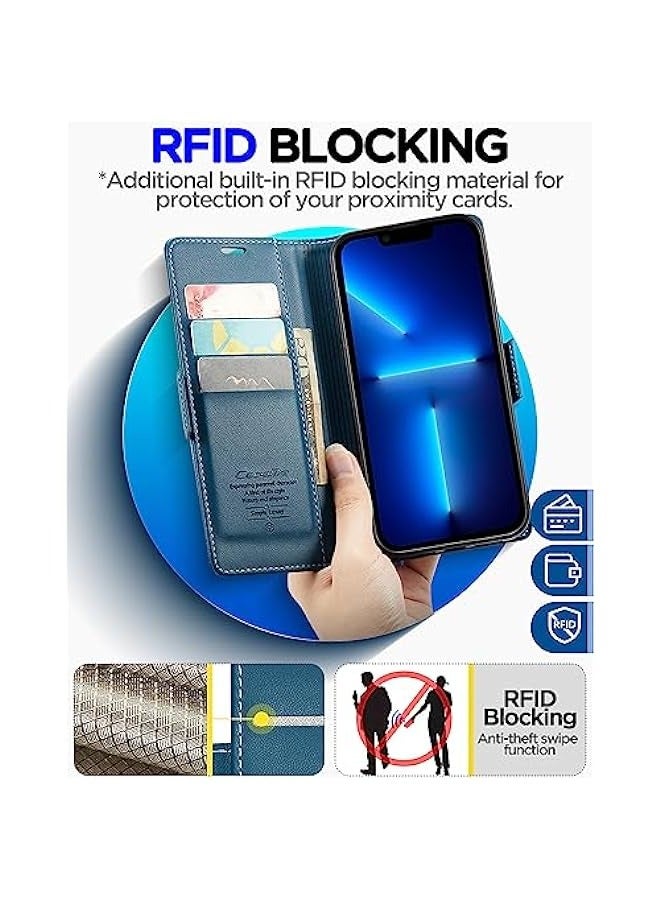 CaseMe Leather protective cover for iPhone 13 Pro Max blue - Image 4