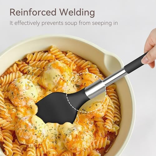 NCUE 28 Pcs Silicone Cooking Utensils Set with Holder, Spatula Set, Silicone Whisk, Scissors, Measuring Cups and Spoons Set with Stainless Steel Handle Kitchen Gadgets (Black) - Image 4