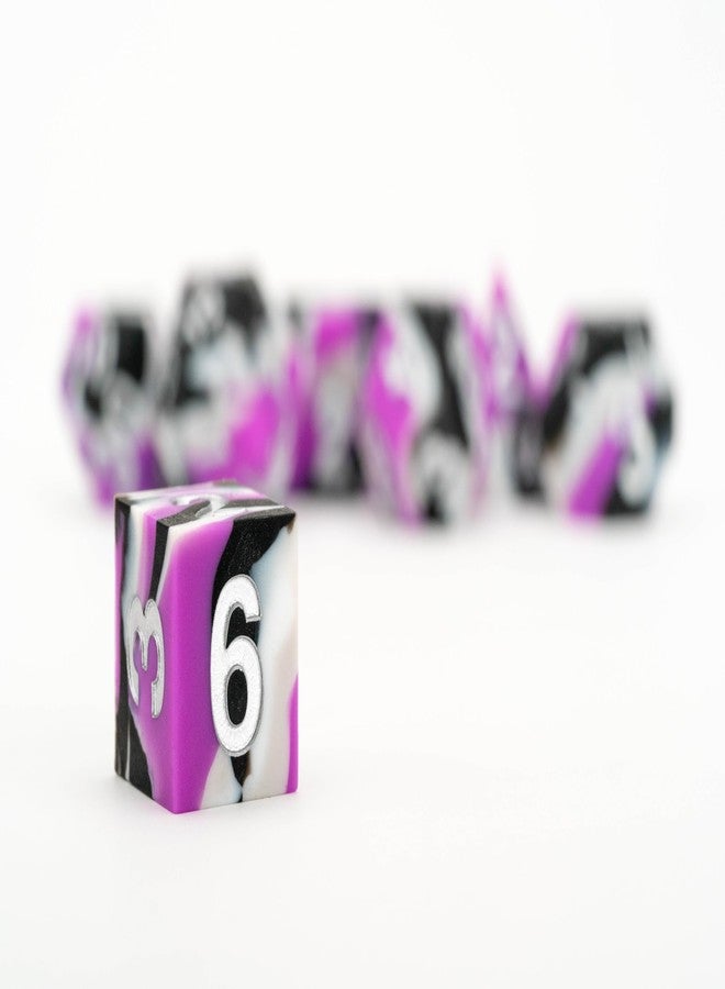 Metallic Dice Games MDG 16mm Pride Sharp Edge Silicone Rubber Poly Dice Set: Asexual - Image 4