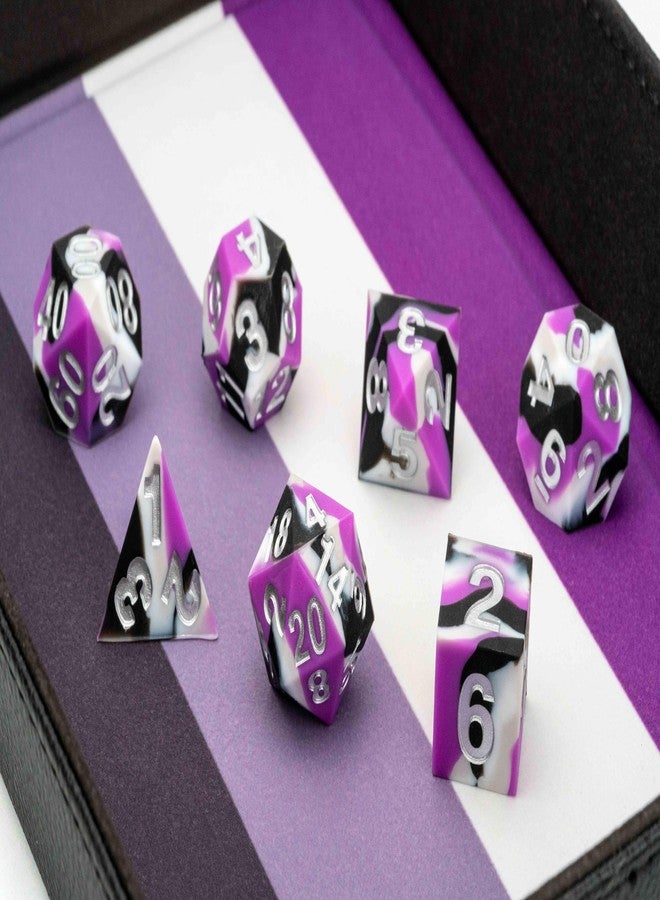 Metallic Dice Games MDG 16mm Pride Sharp Edge Silicone Rubber Poly Dice Set: Asexual - Image 3