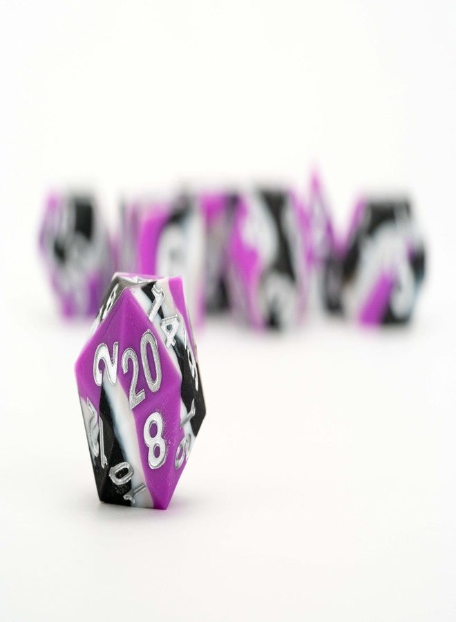 Metallic Dice Games MDG 16mm Pride Sharp Edge Silicone Rubber Poly Dice Set: Asexual - Image 5