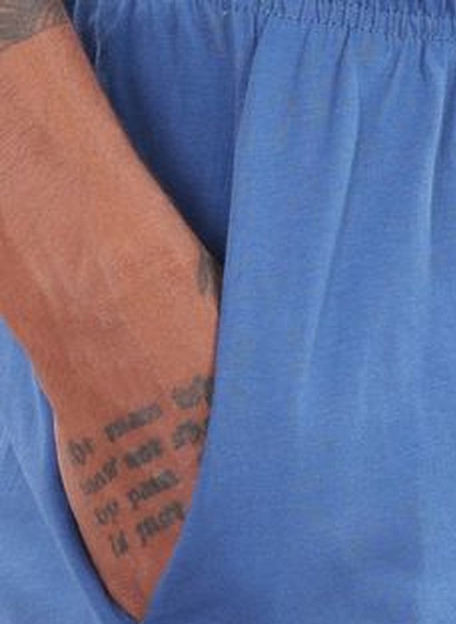 OUTLAWS Pure Cotton Round Neck T-Shirt and Shorts Co-Ord Set in Blue - Image 4