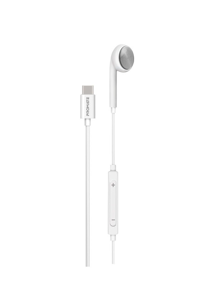 Promats Promate Ergonomic In-Ear USB-C Wired Mono Earphone | Crystal Clear Audio, Built-in Mic & Lightweight Design for Calls, Video Meetings, Online Learning & Daily Use  - Image 1