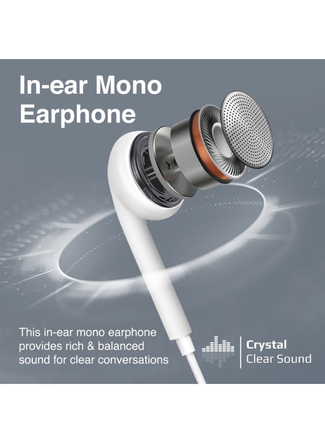 Promats Promate Ergonomic In-Ear USB-C Wired Mono Earphone | Crystal Clear Audio, Built-in Mic & Lightweight Design for Calls, Video Meetings, Online Learning & Daily Use  - Image 5