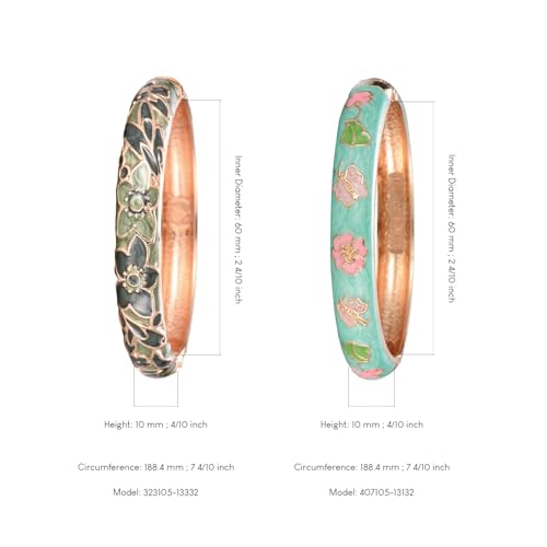 UJOY Designer Womens Couple Bangles Flower Enamel Bracelets Jewelry Box for Women Gift 55A67-55A101 Green - Image 3