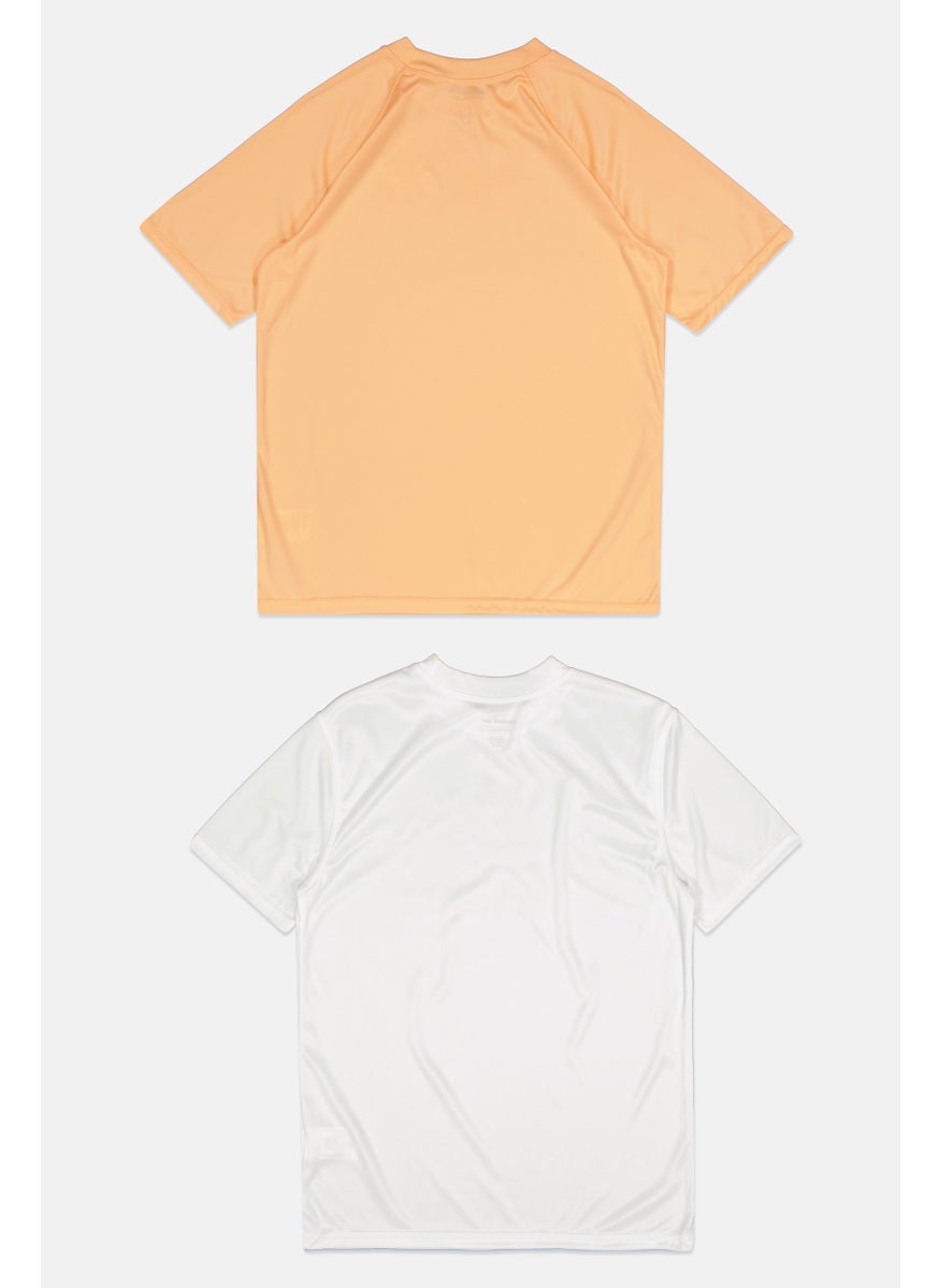 Reebok Kids Boy 2 Pcs Sportswear Fit Outdoor T-shirt, White/Peach  - Image 2