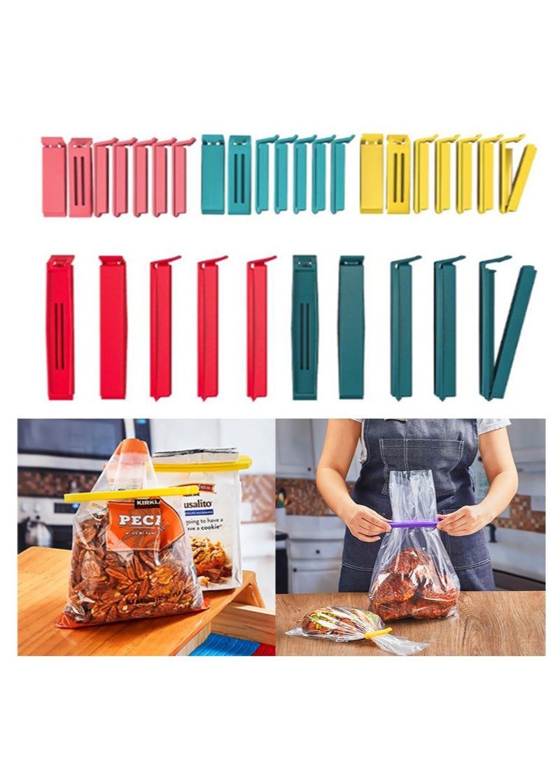 30-Piece Bread Bag Clip - Squeeze And Lock Food Bag Clip, Plastic Sealing Clip For Bread, Snacks, Potato Chips - Multiple Colors, Easy To Grip, Sealed And Sealed  - Image 1