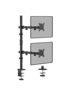 erorex Dual Monitor Stand- Vertical Stack Monitor Desk Mount for Two Screens Up to 32 Inch Height Adjustable Screen Supports with Swivel, Tilt, Rotation, C-Clamp and Grommet Bases  - Image 1