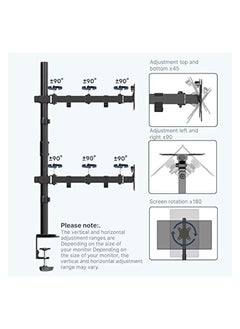 erorex Dual Monitor Stand- Vertical Stack Monitor Desk Mount for Two Screens Up to 32 Inch Height Adjustable Screen Supports with Swivel, Tilt, Rotation, C-Clamp and Grommet Bases  - Image 3