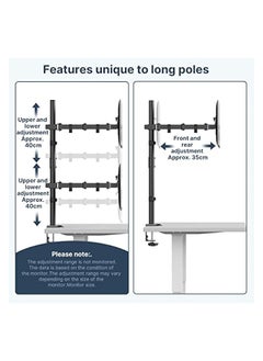 erorex Dual Monitor Stand- Vertical Stack Monitor Desk Mount for Two Screens Up to 32 Inch Height Adjustable Screen Supports with Swivel, Tilt, Rotation, C-Clamp and Grommet Bases  - Image 4