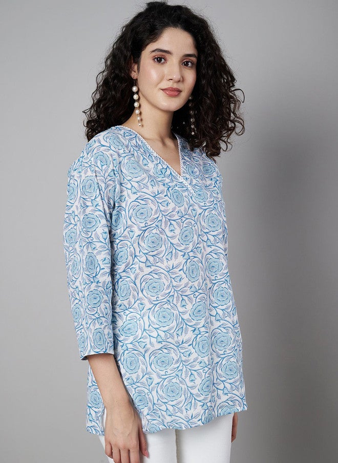 Trend Level Women Floral Printed Indie Prints Kurta - Image 4