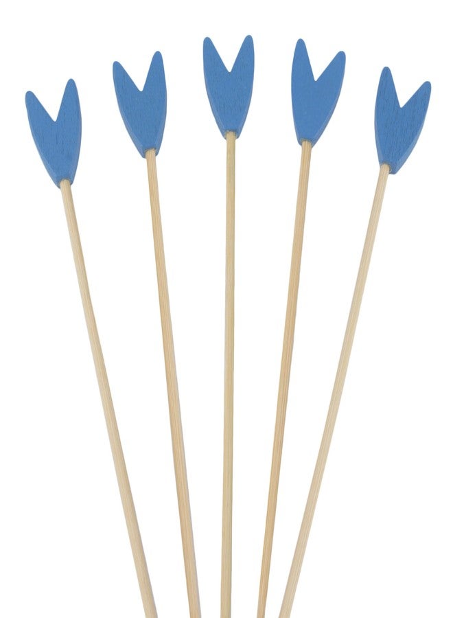 BambooMN Premium 3.9" Decorative Blue Tulip End Cocktail Fruit Sandwich Picks Skewers for Catered Events, Holiday's, Restaurants or Buffets Party Supplies, 100 Pieces - Image 1